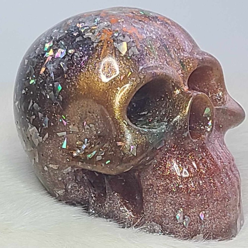 Large Resin Skull Multicolor Mixed Leftover Pours